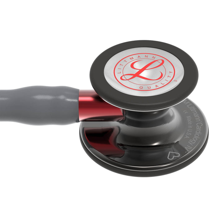 Littmann Cardiology IV Diagnostic Stethoscope: Grey & Smoke - Red Stem - Limited Edition 6183